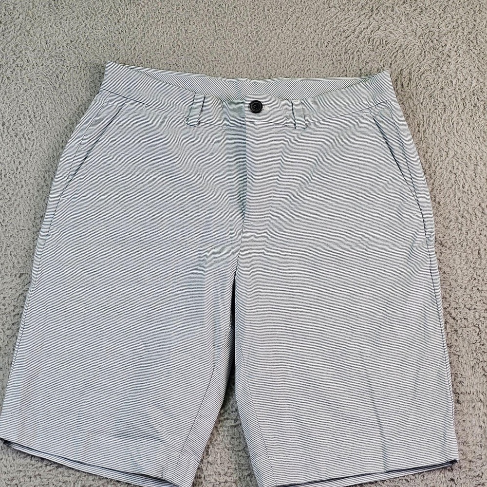 Brooks Brothers Shorts Mens 32 Blue Stripe Cotton Stretch Chino 10 Inseam Casual